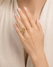 yellow gold Build My Ring Topaz setting with orange sapphires and diamonds | SARATTI