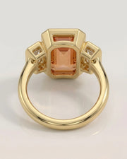yellow gold emerald cut Topaz bezel setting with bright step-cut diamonds | SARATTI