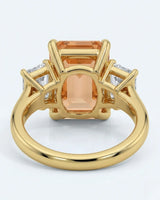 yellow gold emerald cut Topaz setting with bright step-cut diamonds | SARATTI
