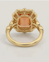 yellow gold emerald cut Topaz setting with refined shoulder detail - SARATTI