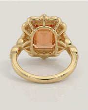 yellow gold emerald cut Topaz setting with refined shoulder detail - SARATTI