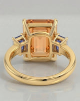 yellow gold emerald cut Topaz setting with sapphire contrast | SARATTI