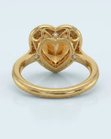 yellow gold heart cut Topaz setting with diamond inner halo | SARATTI