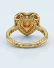yellow gold heart cut Topaz setting with diamond inner halo | SARATTI