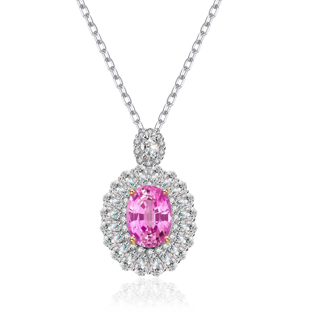 Pink Sapphire Necklace Diamonds & Pendant | Saratti