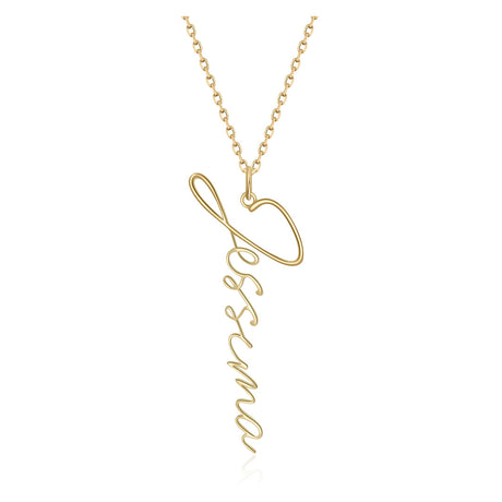 Cursive Name Necklace In 18K Yellow/White Gold | Saratti