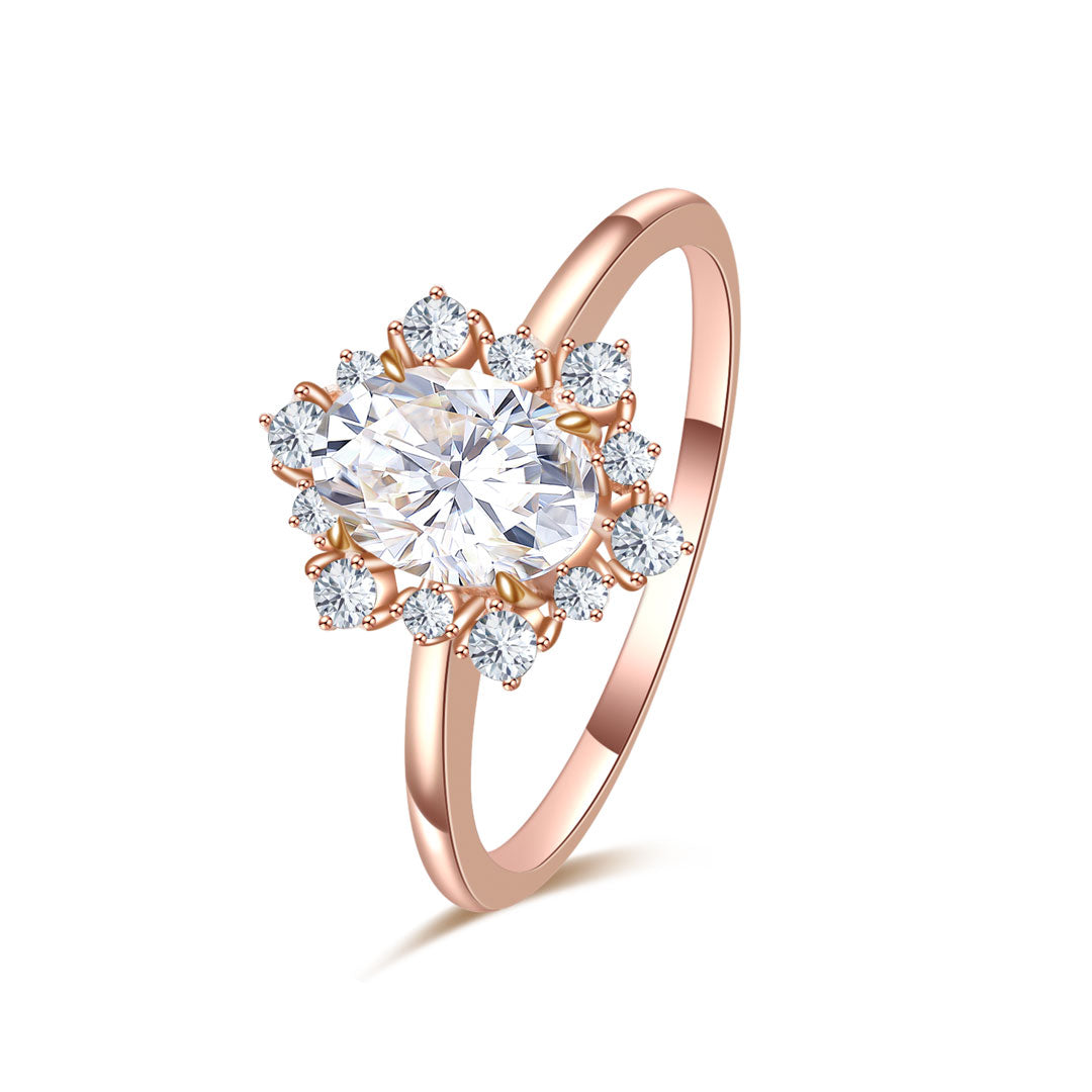 Oval Moissanite Engagement Ring In Rose Gold | Custom Rings | Modern Gem Jewelry