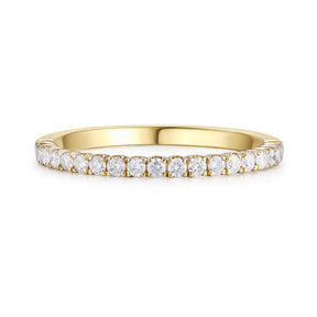 Thin Wedding Bands in Yellow Gold with Diamonds Custom Made | Modern Gem Jewelry | Saratti 