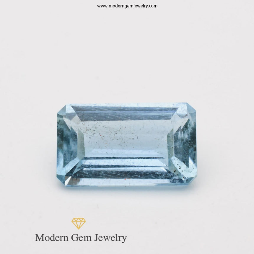 2.9 Carats Rich Blue Brazilian Natural Aquamarine Emerald Cut Loose Gemstone - Modern Gem Jewelry 