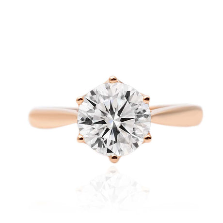 Six Pronged Rose Gold Moissanite Ring 