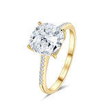 18K Yellow Gold Prong Set Cushion Cut Diamond Engagement Ring