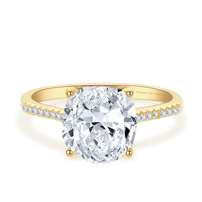  2 Carat Cushion Cut Diamond Ring In Yellow Gold | Custom Rings| Modern Gem Jewelry