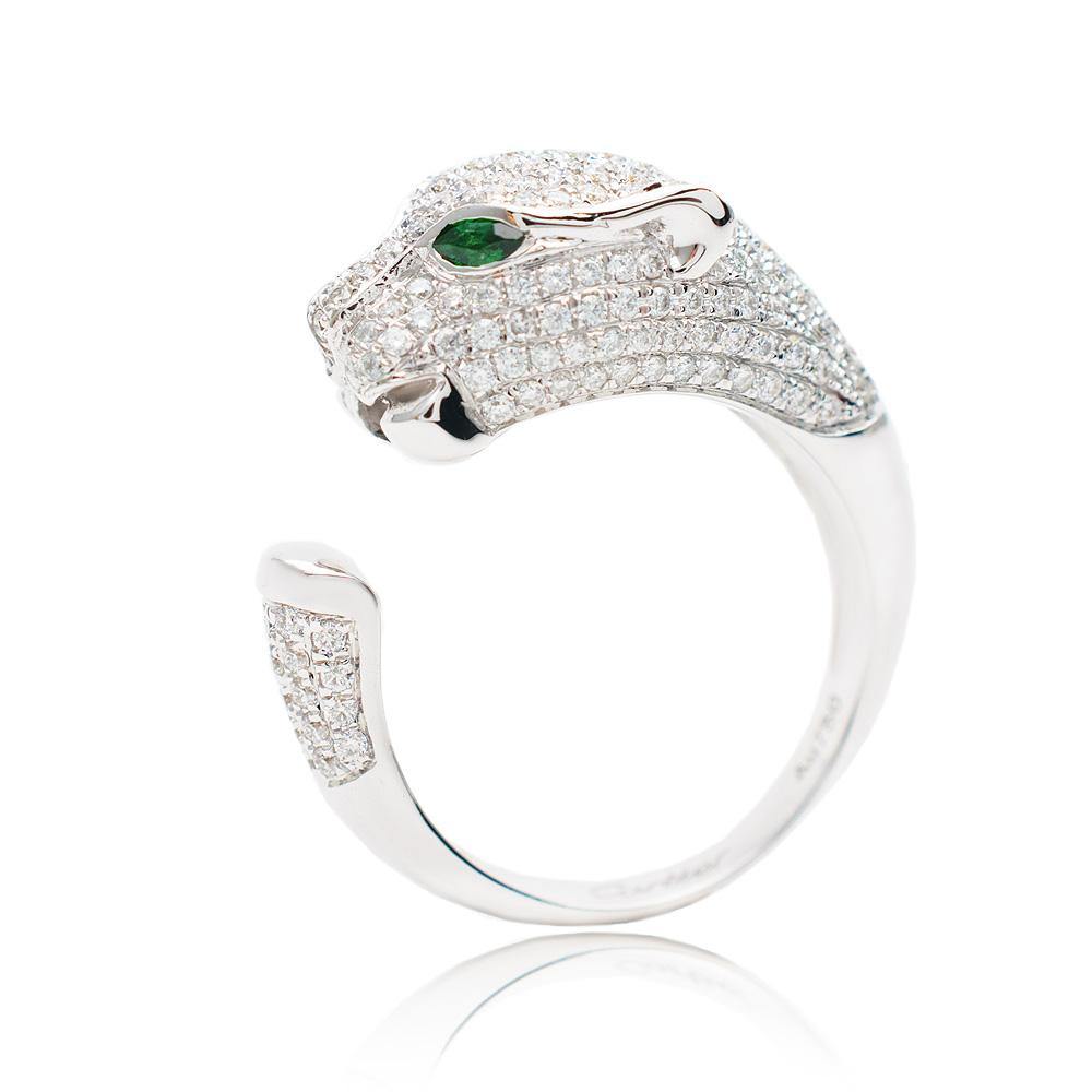 Tiger Ring Diamond Tsavorite In White Gold | Custom Rings| Modern gem Jewelry