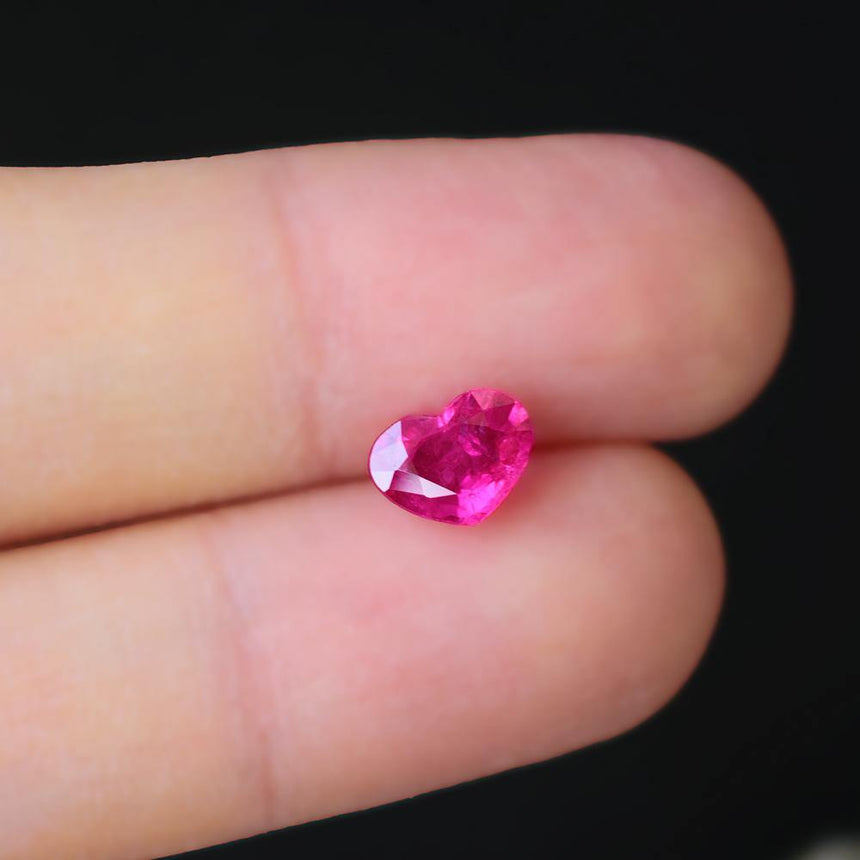 Natural Ruby Gemstone | Delightful Heart Shape Purplish Red | Heated 1.07 carats | Custom Jewelry | Modern Gem Jewelry