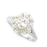 Diamond Pave Oval Diamond Engagement Ring in White and Yellow Gold 