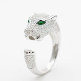 Tsavorite Eyes Natural Diamond Feline Band 