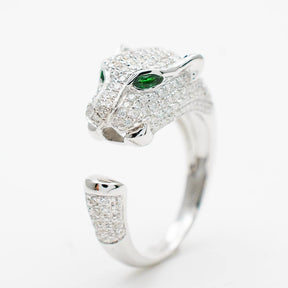 Tiger Ring Diamond Tsavorite In White Gold | Custom Rings| Modern gem Jewelry