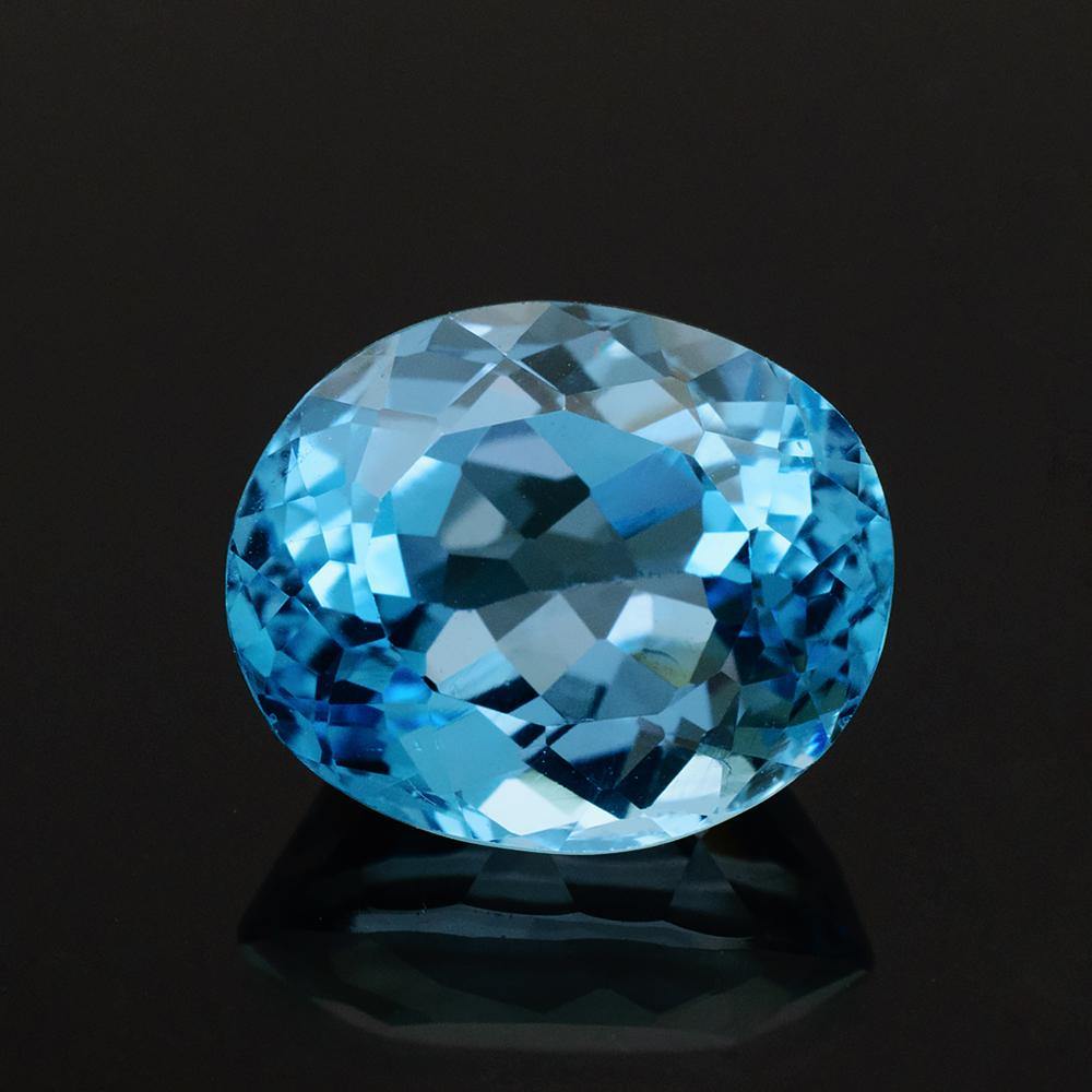 11.75 Carat Natural Brazilian Blue Topaz Oval Cut Gemstone - Modern Gem Jewelry 