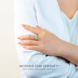 Opal Promise Ring in White Gold in 18K White Gold | Modern Gem Jewelry | Saratti