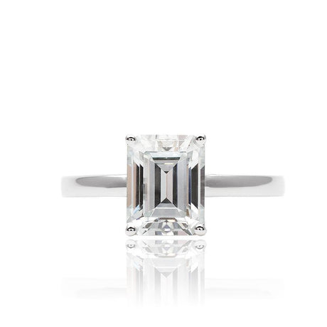 Stella Emerald Cut Moissanite Ring in White Gold  | Saratti 