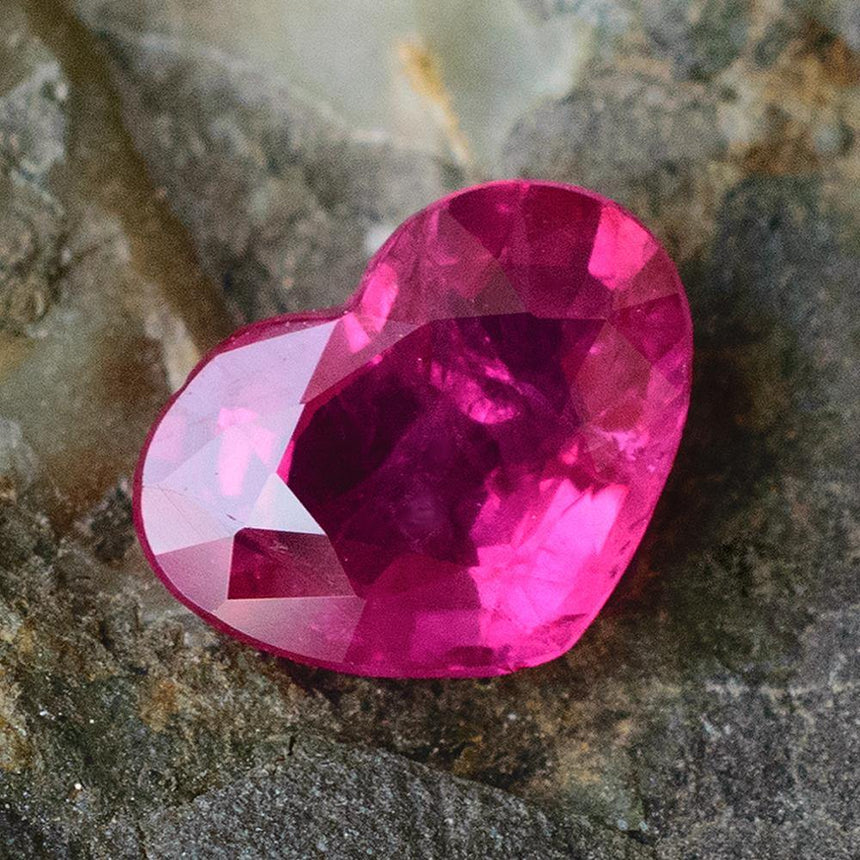 Natural Ruby Gemstone | Delightful Heart Shape Purplish Red | Heated 1.07 carats | Custom Jewelry | Modern Gem Jewelry