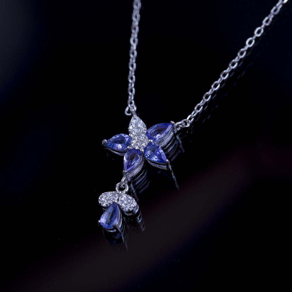 Tanzanites and Diamond in Star Design Necklace | Saratti