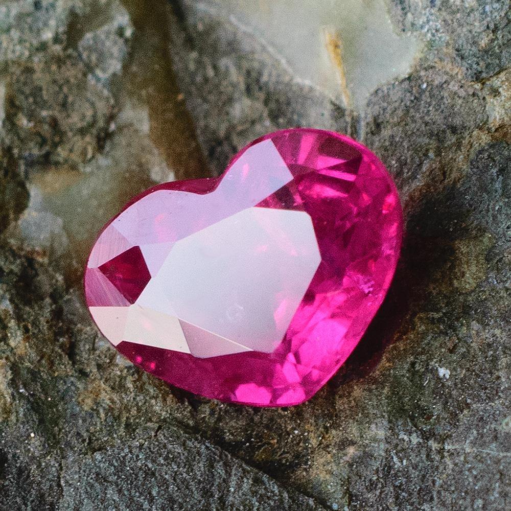 Natural Ruby Gemstone | Delightful Heart Shape Purplish Red | Heated 1.07 carats | Custom Jewelry | Modern Gem Jewelry