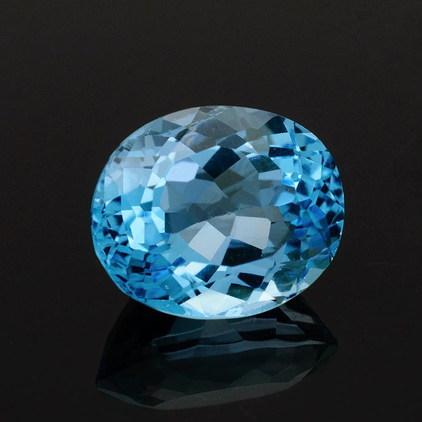 11.75 Carat Natural Brazilian Blue Topaz Oval Cut Gemstone - Modern Gem Jewelry 