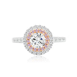 Chelsea Round Diamond Double Halo Pink Diamonds Ring | Modern Gem Jewelry | Saratti