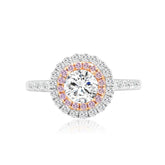 Chelsea Round Diamond Double Halo Pink Diamonds Ring | Modern Gem Jewelry | Saratti
