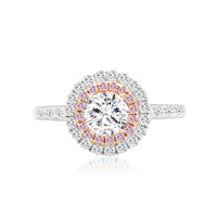 Chelsea •  Round Diamond Double Halo Pink Diamonds Ring