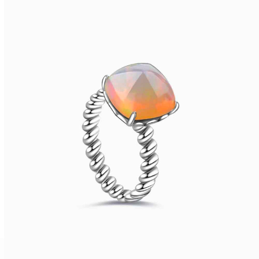 Opal Promise Ring in White Gold in 18K White Gold | Modern Gem Jewelry | Saratti