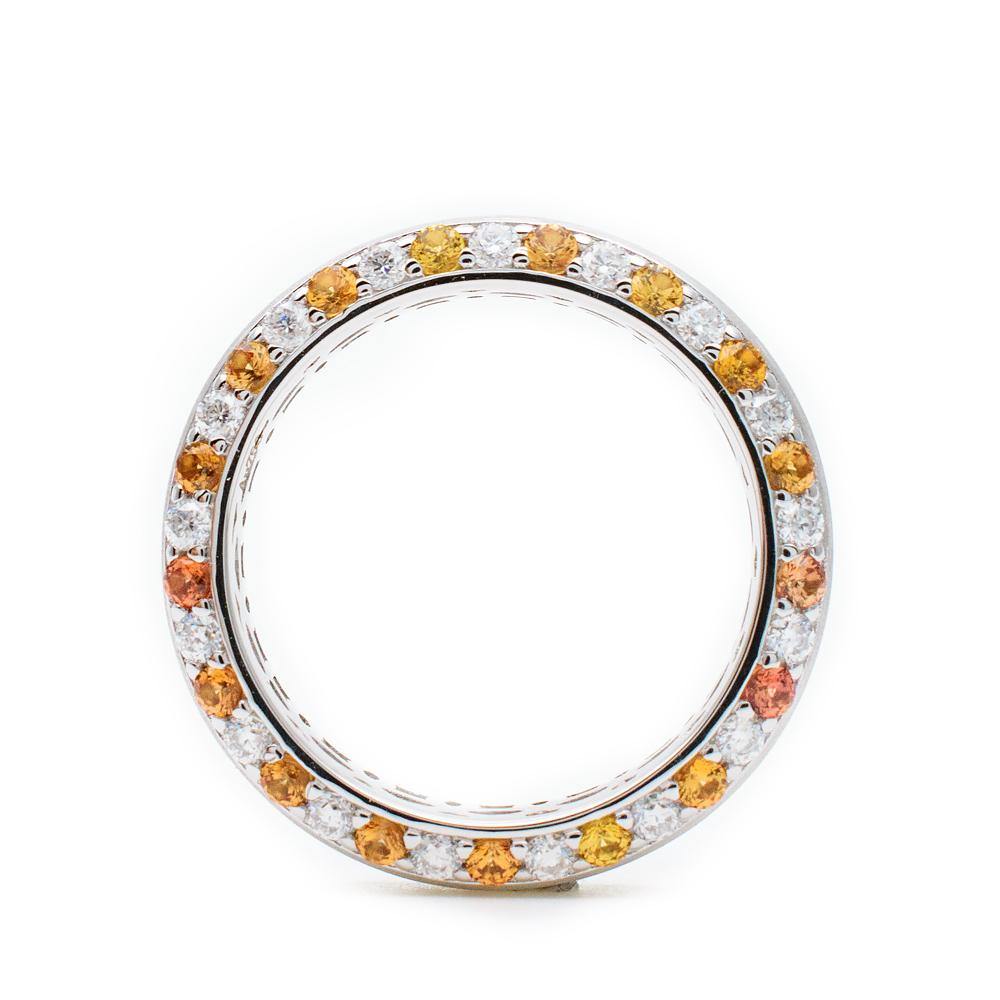 Mens Sapphire Wedding Band In 18K White Gold| Custom Men Rings | Modern Gem Jewelry