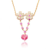 Pink Necklace Natural Spinel, Sapphire and Diamonds In 18K Gold | Saratti