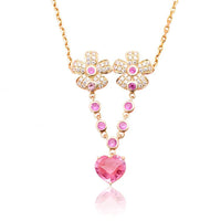 Pink Necklace Natural Spinel, Sapphire and Diamonds In 18K Gold