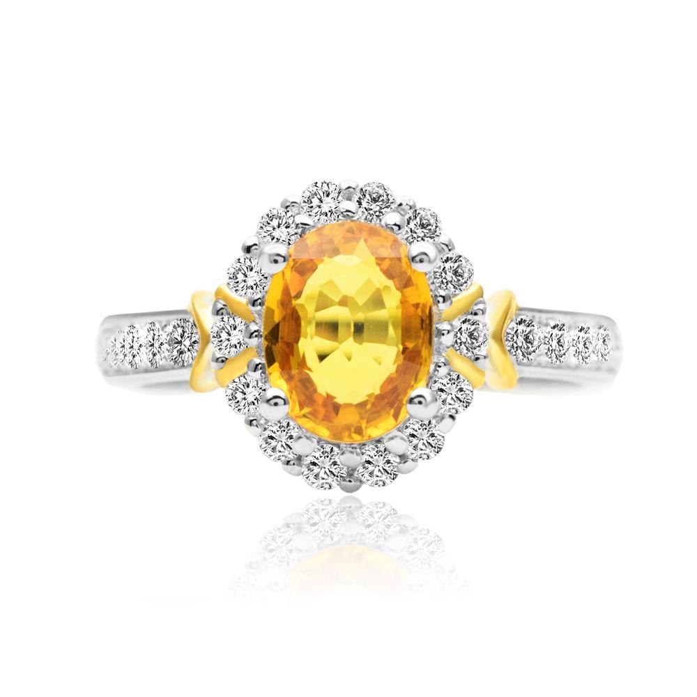 Yellow Sapphire Ring in 18K White Gold | Modern Gem Jewelry | Saratti