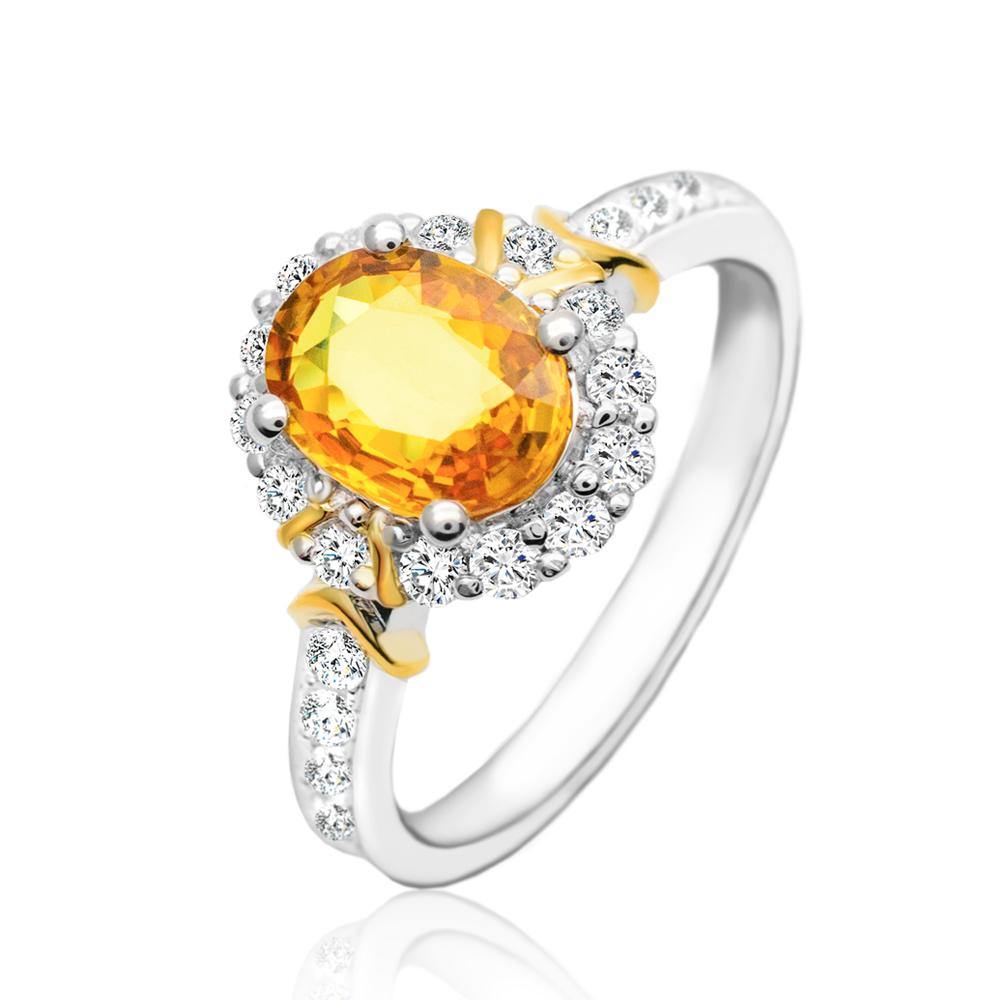 Elegant Yellow Sapphire Ring in 18K White Gold | Modern Gem Jewelry | Saratti