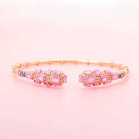 Rose Gold Bracelet featuring Natural Pink Sapphires and Diamonds |Modern Gem Jewelry | Saratti