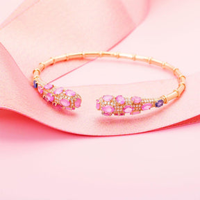 Elegant Rose Gold Bracelet with Pink Sapphires and Diamonds |Modern Gem Jewelry|  Saratti