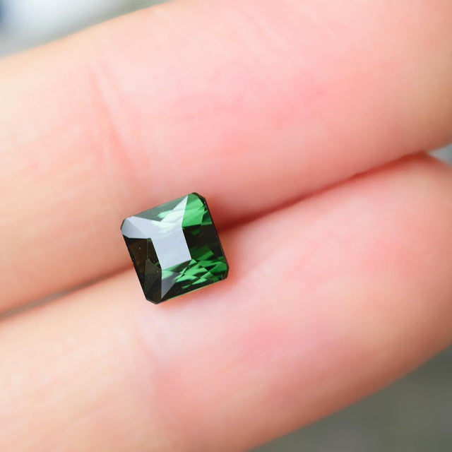 1.22 Carats Green Natural Tourmaline Emerald Cut Gemstone  5.8 x 5.8 x 4mm - Modern Gem Jewelry 