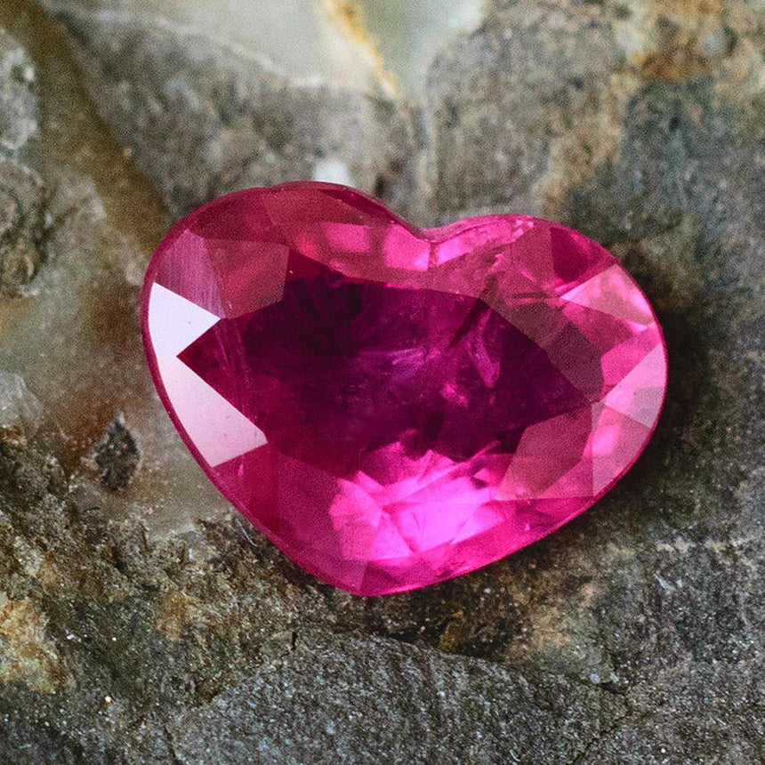 Natural Ruby Gemstone | Delightful Heart Shape Purplish Red | Heated 1.07 carats | Custom Jewelry | Modern Gem Jewelry