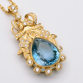 Aquamarine with Diamonds Pendant | Saratti