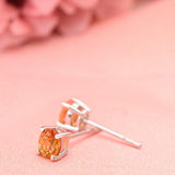 Orange Sapphire Studs in White Gold | Custom Earrings| Modern Gem Jewelry