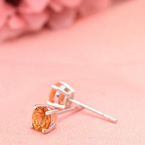 Orange Sapphire Studs in White Gold | Custom Earrings| Modern Gem Jewelry