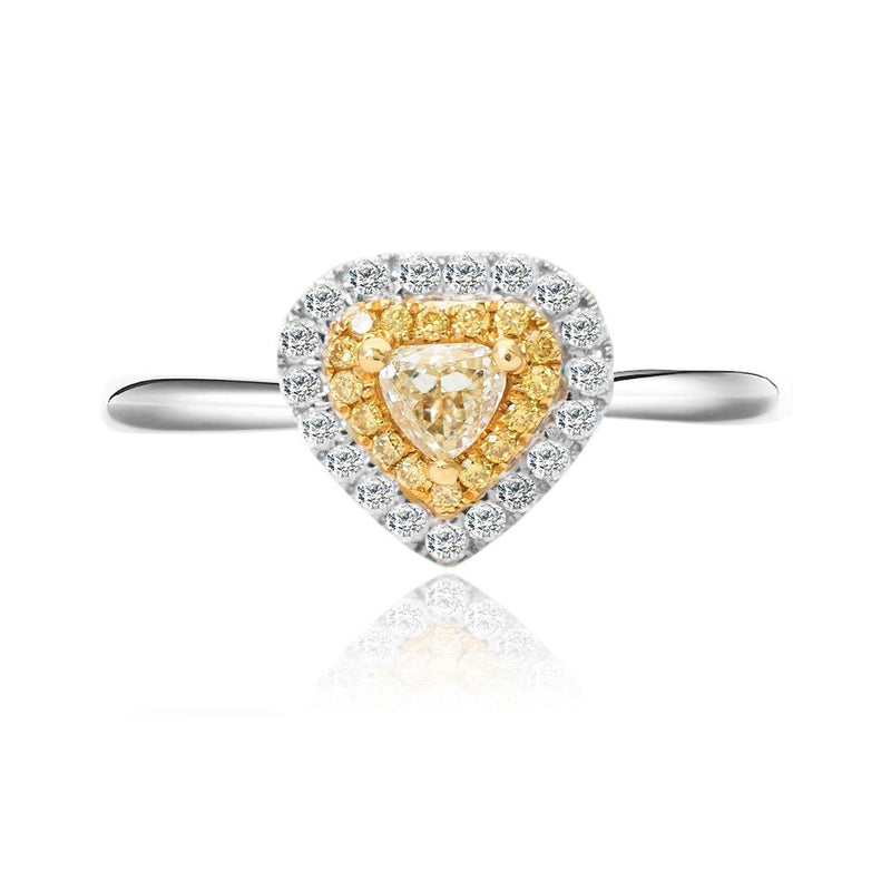 Heart of Hearts White and Fancy Diamond Ring in White Gold | Saratti