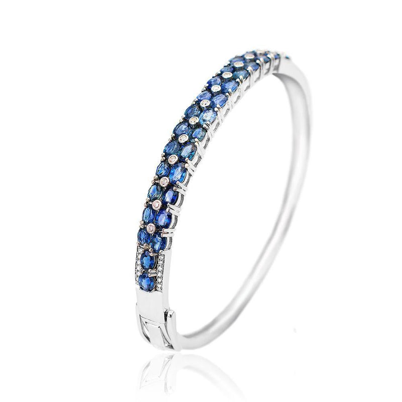Solid White Gold Pave Set Diamond and Sapphire Bracelet - Elevate Your Style - The Finest September Birthstone Bracelets of 2023 – Saratti