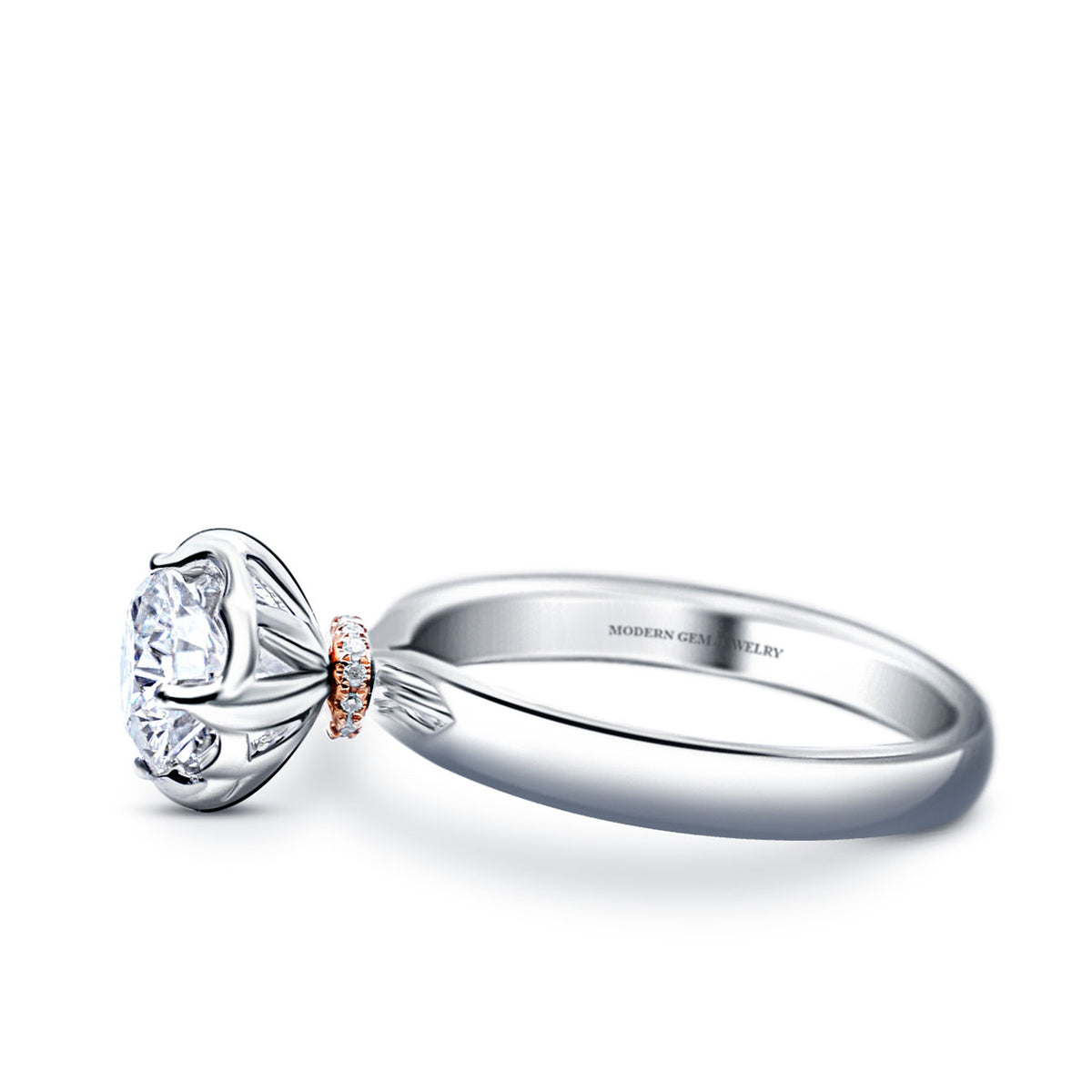 Incredible ALY Round Moissanite Promise Ring in White Gold | Modern Gem Jewelry | Saratti