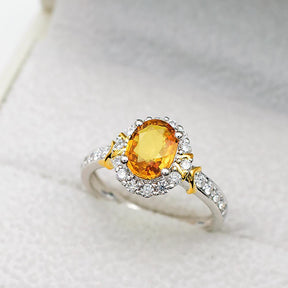Timeless Yellow Sapphire Ring in 18K White Gold | Modern Gem Jewelry | Saratti