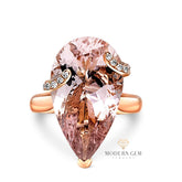 Morganite Ring Pear Shaped Diamonds & Pendant | Custom Rings | Modern Gem Jewelry | Saratti 