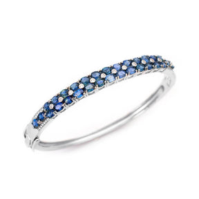 Elegant Diamond and Sapphire Bracelet in 14K White Gold | Modern Gem Jewelry | Saratti